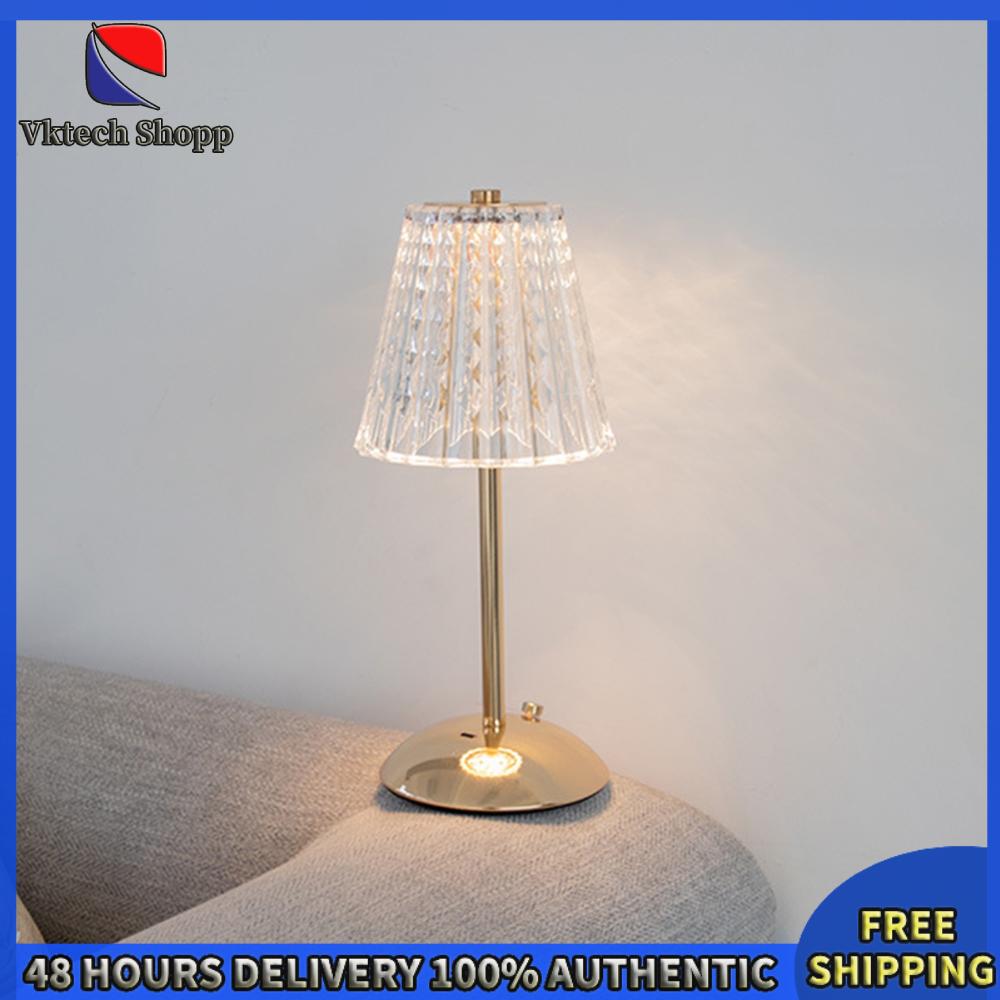 Vktech โคมไฟตั้งโต๊ะคริสตัลปรับแสงได้ 3 สี LED รีชาร์จได้ สำหรับตกแต่งบ้านและออฟฟิศ ราคา 182 บาท*ส่งฟรี