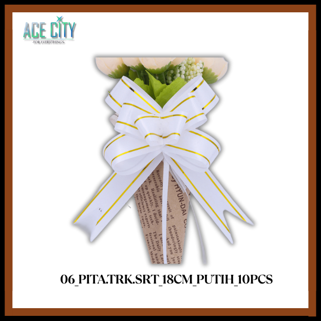 (1 Pack isi10pcs) Pita Tarik Serut Lis Emas / Ukuran 18cm - 30cm - 50cm / Dekorasi Buket / Parcel Kado