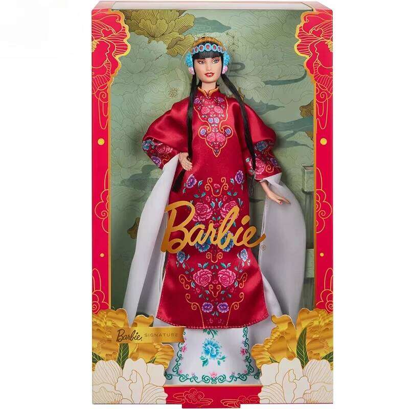 Chính hãng Búp bê Barbie Signature Tết Nguyên Đán, áo choàng hoa đỏ, đồ chơi sưu tập cho bé gái, phụ kiện truyền thống, opera Bắc Kinh