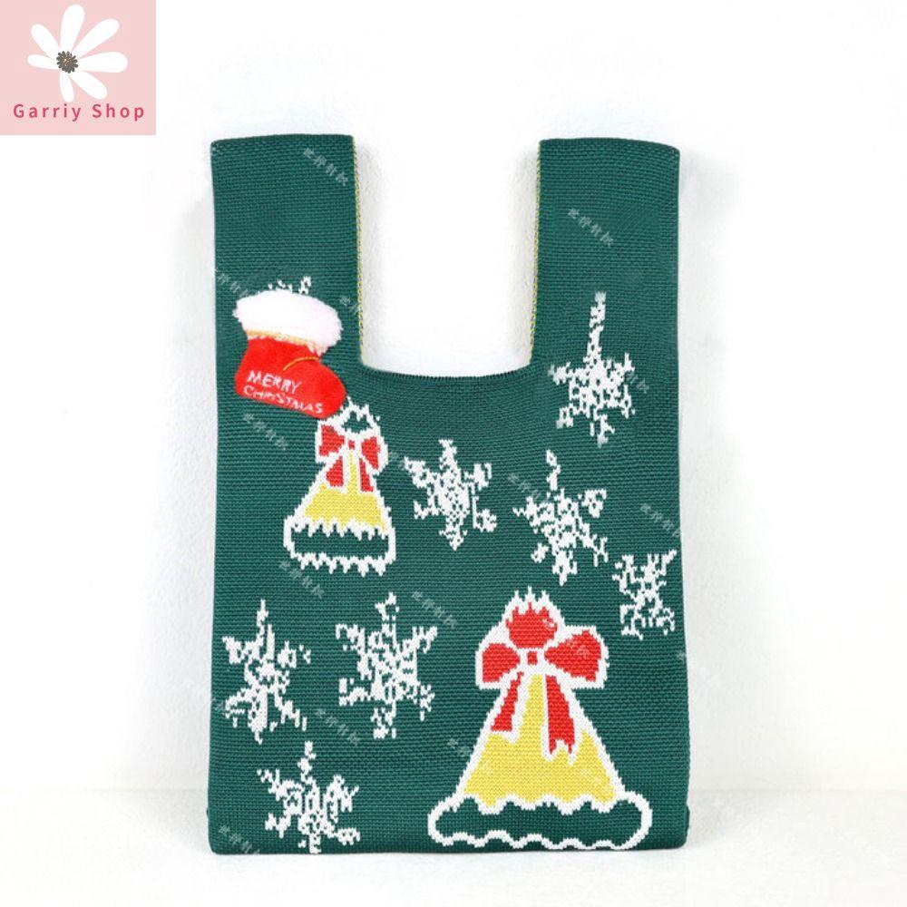 GARRIY Quà tặng giáng sinh Túi xách dệt kim giáng sinh Ông già Noel Hoạt hình Túi tote Thường ngày Cây giáng sinh Túi đeo cổ tay thắt nút