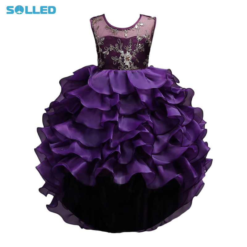 Baby Girl Flower Princess Dress Sleeveless High Low Hem Sequin Flower Embroidery Tulle Tutu Dress ราคา 515 บาท*ส่งฟรี
