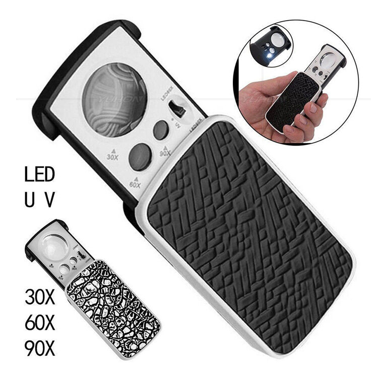 กล้องส่อง3เลนส์ กล้องส่องพระ ส่องเพชร 30x 60x 90x พร้อมไฟ LED กล้องพระ แว่นส่องพระ ส่องพระ ราคา 75 บาท*ส่งฟรี