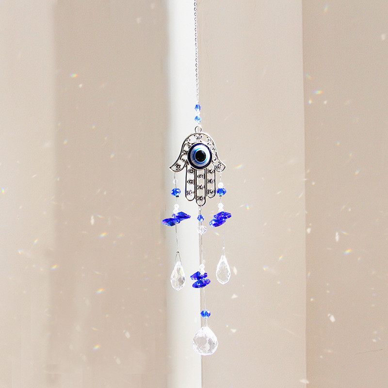 Feng Shui wind chime crystal evil eye EVIL EYE repels evil enhances Feng Shui hanging mobile in the car decoration. RS