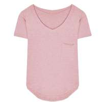 DECOSON For Women Top V-Neck Casual Pocket T-shirt Trend Korean Fit Regular