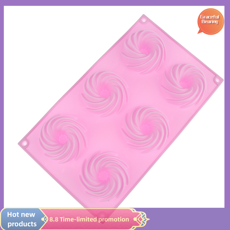 Duyên dáng 6 lỗ Mini savarin Silicone khuôn để nướng vít hình bánh pudding Kẹo sô cô la tráng miệng trang trí bánh Nến thắp tiệc khuôn