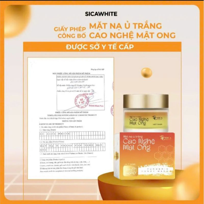 (New) Sica White Turmeric Honey Skin Brightening Mask Box 50g