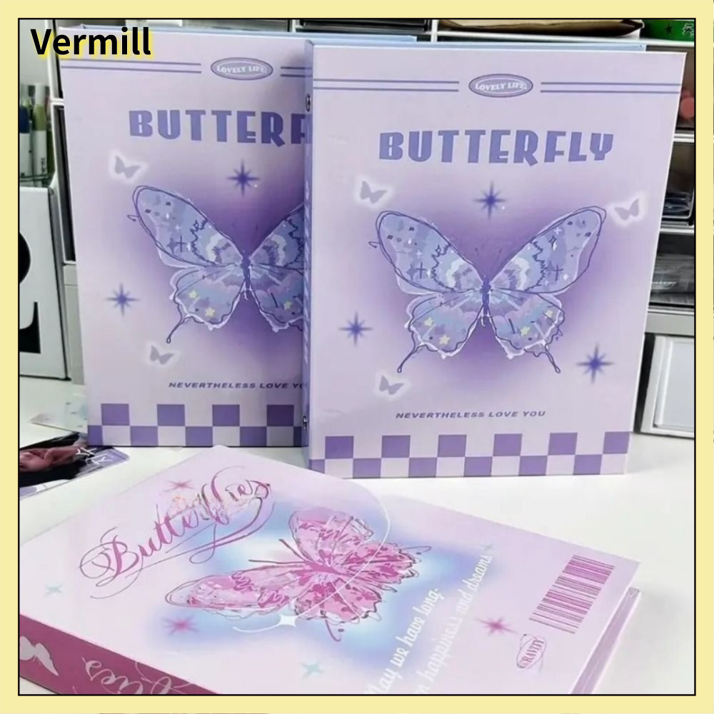 VERMILL A5. Album ảnh bìa Bướm Lá rời Sưu tầm Album Dễ thương Trang bên trong Giá đỡ thẻ ảnh thần tượng Kpop Vật liệu thẻ ảnh