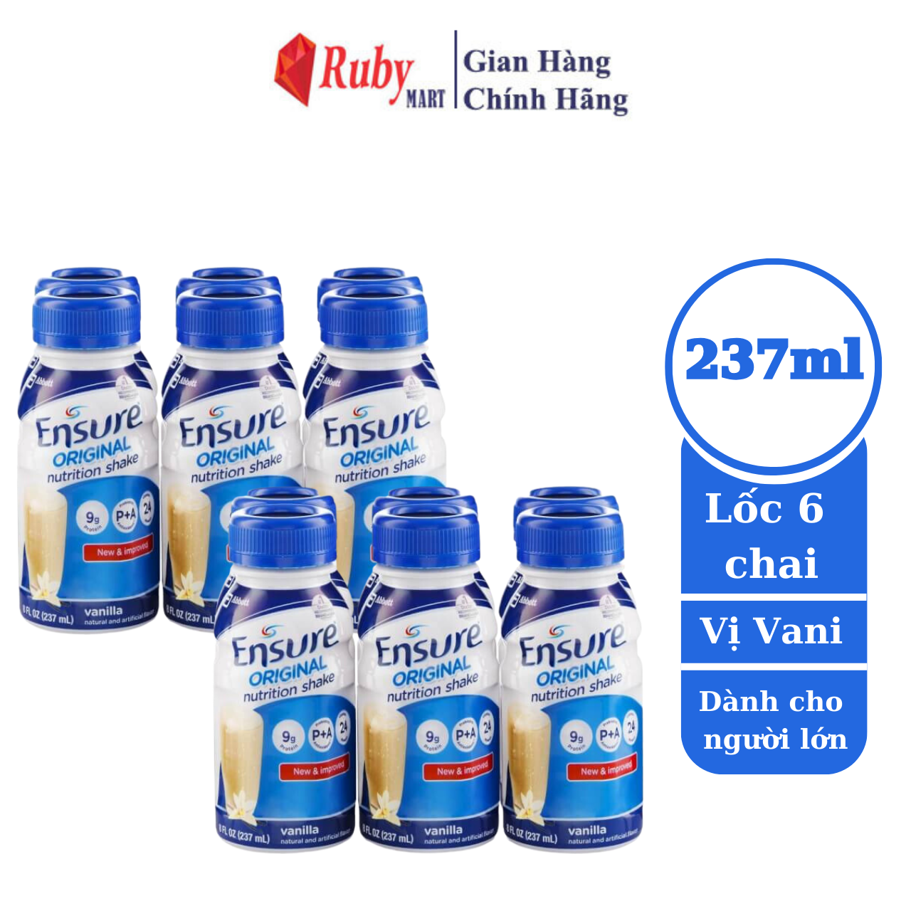 [ Date T5/25 ] Combo 2 Lốc 6 chai Sữa nước Ensure Abbott 237ml/chai
