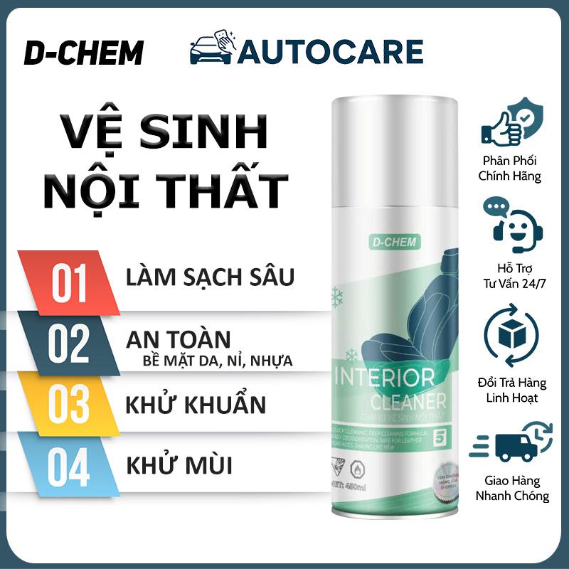 Chai Xịt Vệ Sinh Nội Thất Xe Hơi D-Chem 450ml – Tẩy Vết Bẩn Ghế Da, Khử Khuẩn, Thơm Lâu – An Toàn Cho Nội Thất Da Giá 69,999 Đồng*Miễn phí vận chuyển