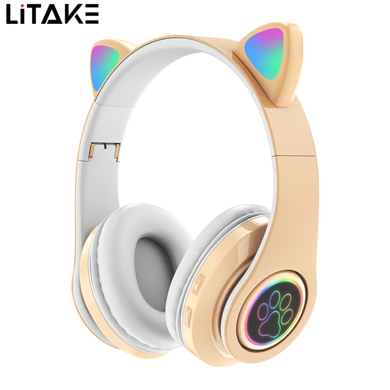 Cat Ear Wireless Headphones Over Ear Hi-Fi Stereo Deep Bass Lighting Headset For Laptop PC Computer Mobile Phone Tablet ราคา 222 บาท*ส่งฟรี