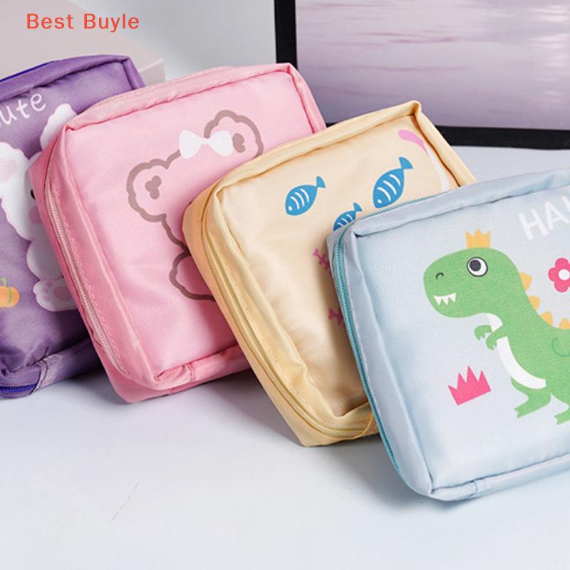 💖Best Buyle Dễ thương động vật công suất lớn vệ sinh Khăn Ăn Miếng lưu trữ túi tai nghe dữ liệu cáp cô gái sinh lý thời gian Tampon Organiser Túi