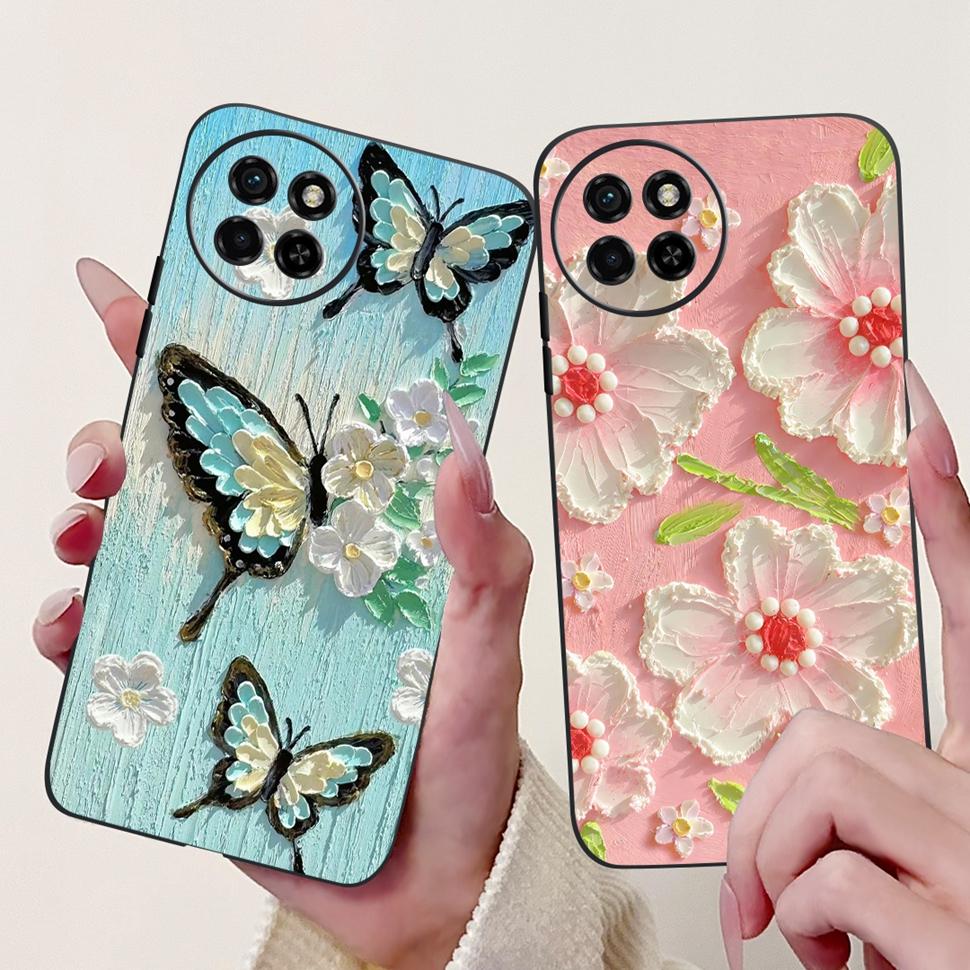 Cho Itel S23 trường hợp sang trọng Ốp lưng TPU mềm Bìa 6.6 "Ốp điện thoại hoa bướm fundas cho Itel S