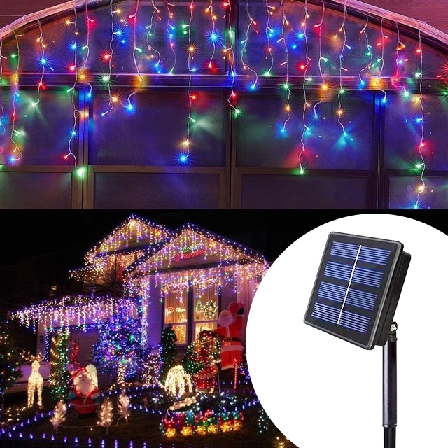 BHQ 4m/96LED Solar String Light Outdoor Waterproof Christmas Decoration Fairy Light Curtain Lights