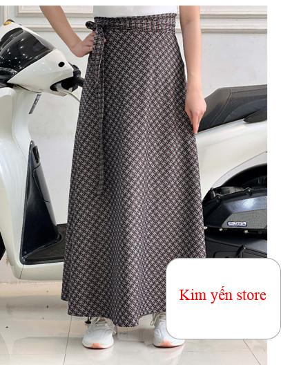 Váy chống nắng dạng xòe tròn gợn sóng cột dây Եà rộng free size - Váy Chống nắng cột dây( mẫu sọc,bông ngẫu nhiên)Váy chống nắng cột dây JEAN freesize dài 96cm eo dưới 100cm