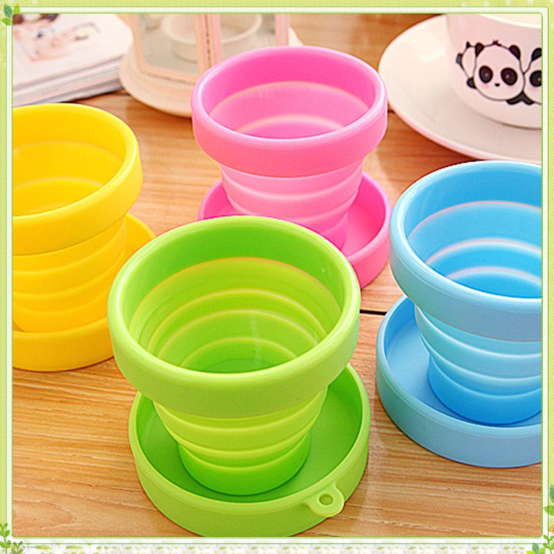 Protable Travel Collapsible Cup Collapsible Silicone Mug Solid Color Water Cup Foldable Cup Travel Outdoor Portable Drinking Water Bottle ราคา 9 บาท*ส่งฟรี