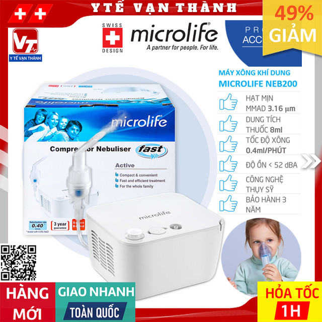 ✅ máy xông khí dung mũi họng microlife neb200 | bảo hành 3 năm chính hãng -vt0673 - y tế vạn thành