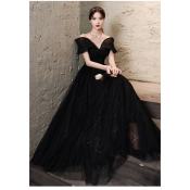 Black Dress New Long Fashion Host Show Banquet Evening Dress