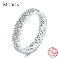 MODIAN 925 Sterling Silver Rings For Women Fashion Triangle Eternity Bands Rings Romantic Wedding Statement Jewelry With Box