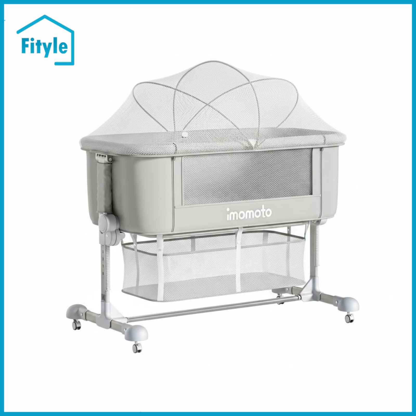 Fityle Foldable Adjustable Height Crib Anti Spit-up Sleeping Cradle Wheels Nursery Furniture Mesh Side Panels for Infants ราคา 32,446 บาท*ส่งฟรี