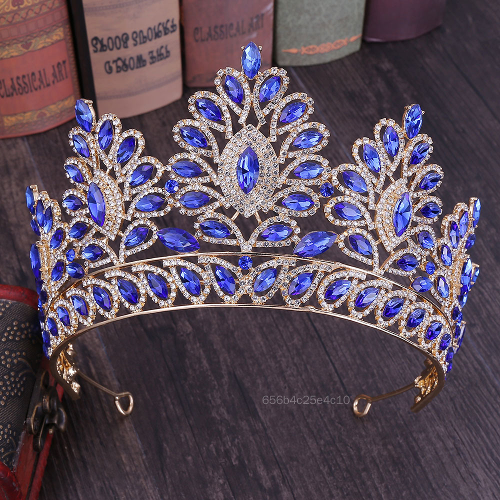 Vương Miện Cuộc Thi Hoa Hậu Cưới Baroque Vương Miện Kim Cương Bride Tiaras Phụ Kiện Tóc Cưới