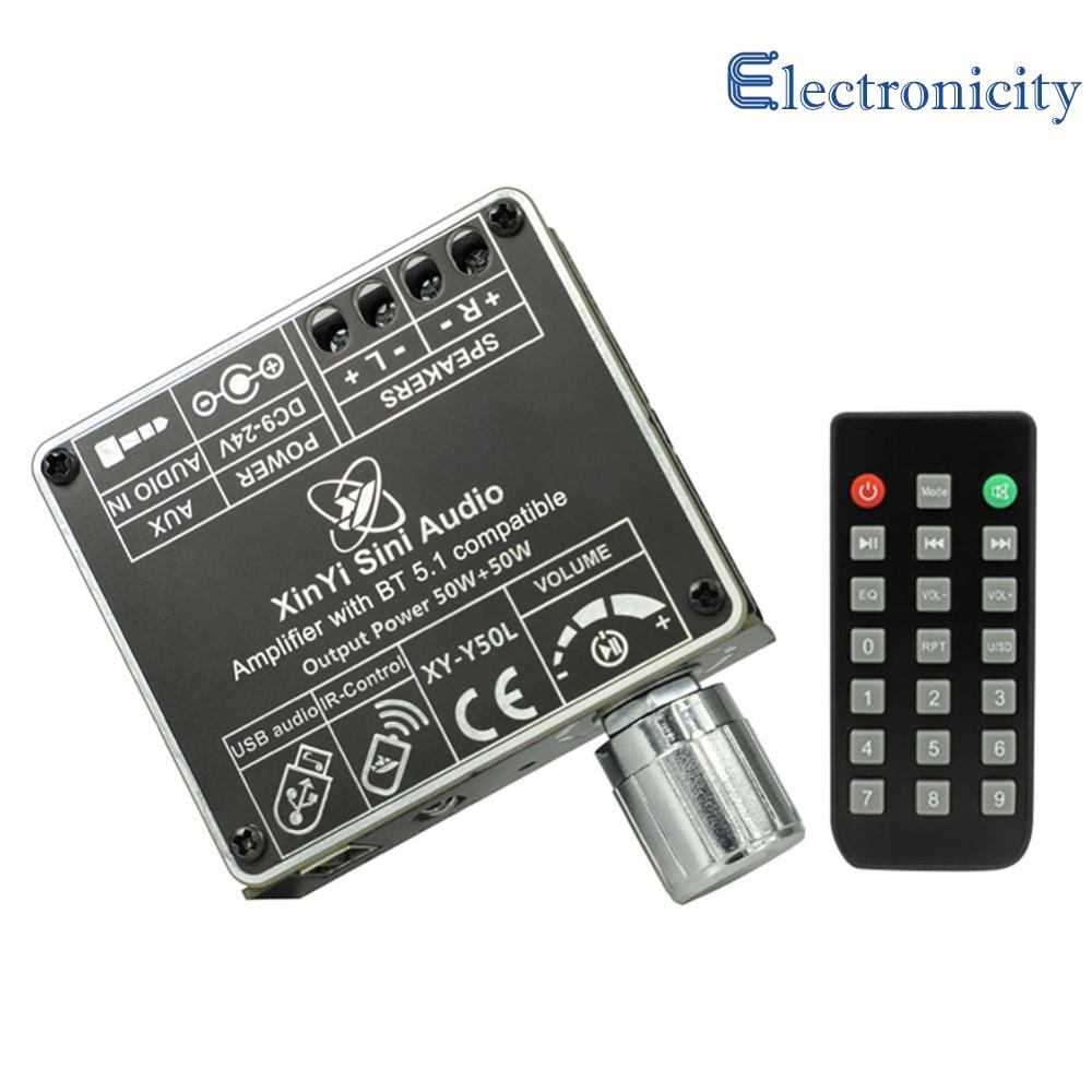Xy-y50l Bộ khuếch đại tín hiệu mô-đun bluetooth-tương thích 5.1 Aux USB kênh đôi 50 Wát điều khiển từ xa hồng ngoại