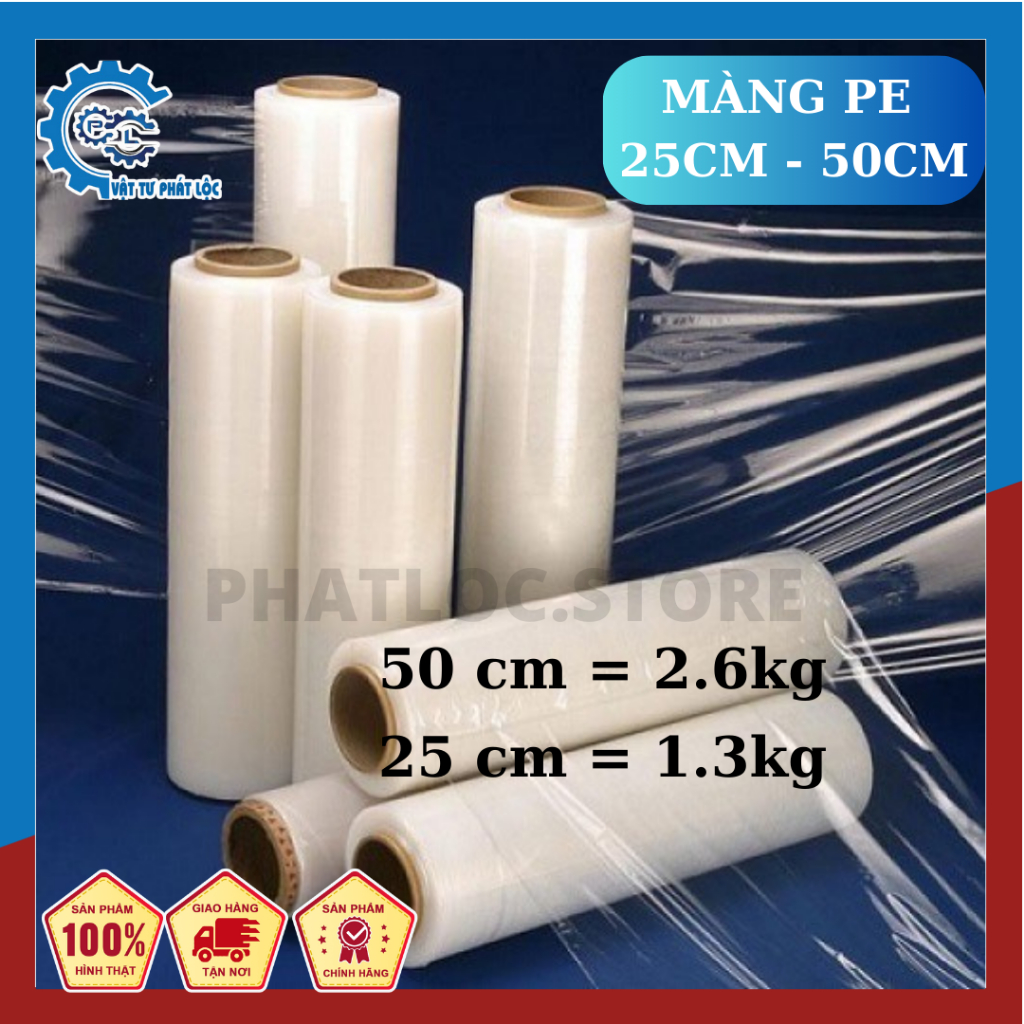 Màng PE, màng co PE, màng chít 25cm, 50cm- 2,6kg lõi 500gram
