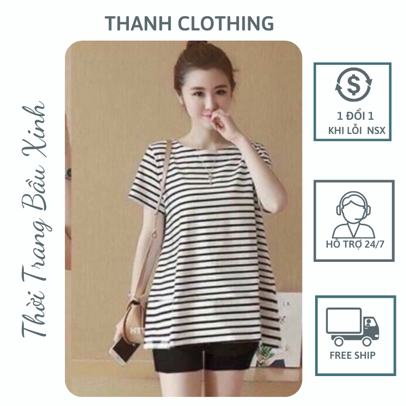 Áo bầu mùa hè, Áo bầu thời trang  xẻ cánh tiên vải cotton mềm mịn Freesize