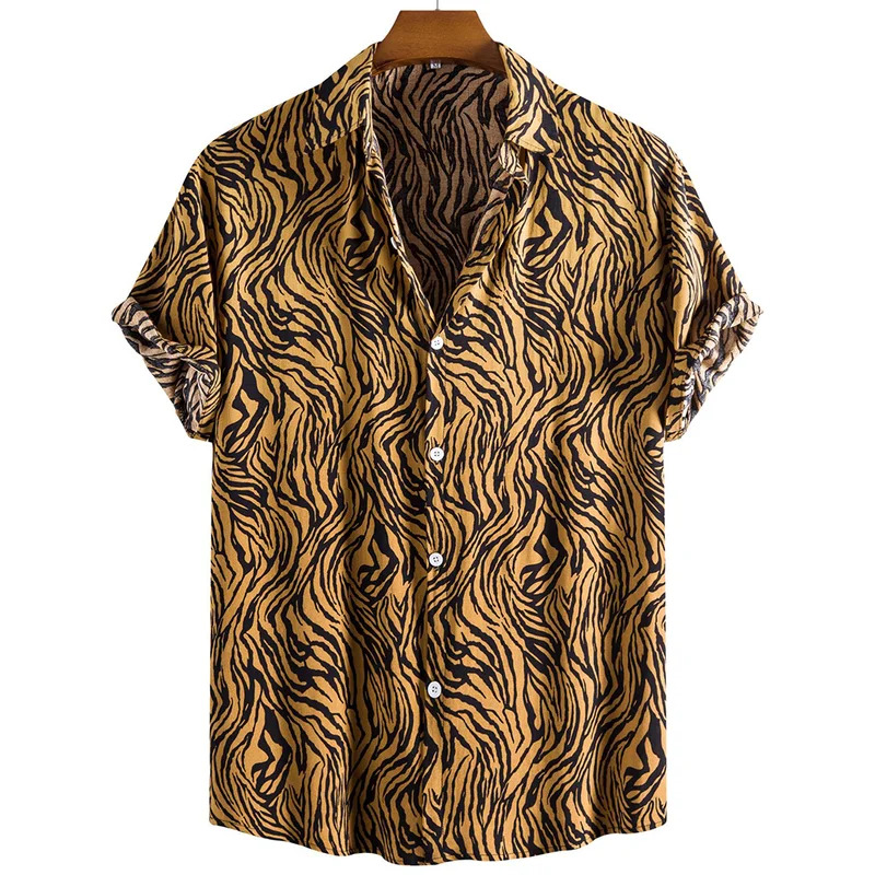 Camisas informales de Manga corta Para Hombre, ngọn de Moda con estampado de tigre, ropa de Gran tamaño 5XL, ropa de Calle Harajuku Para Hombre, camisas ha