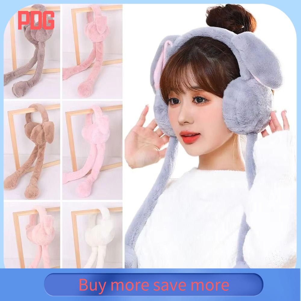 PDG Mềm mại Bịt tai thỏ Tai nhảy chuyển động Đồ nhồi bông Bọc bảo vệ tai Dễ thương Bịt tai ấm áp mùa đông dành cho phụ nữ và trẻ em gái