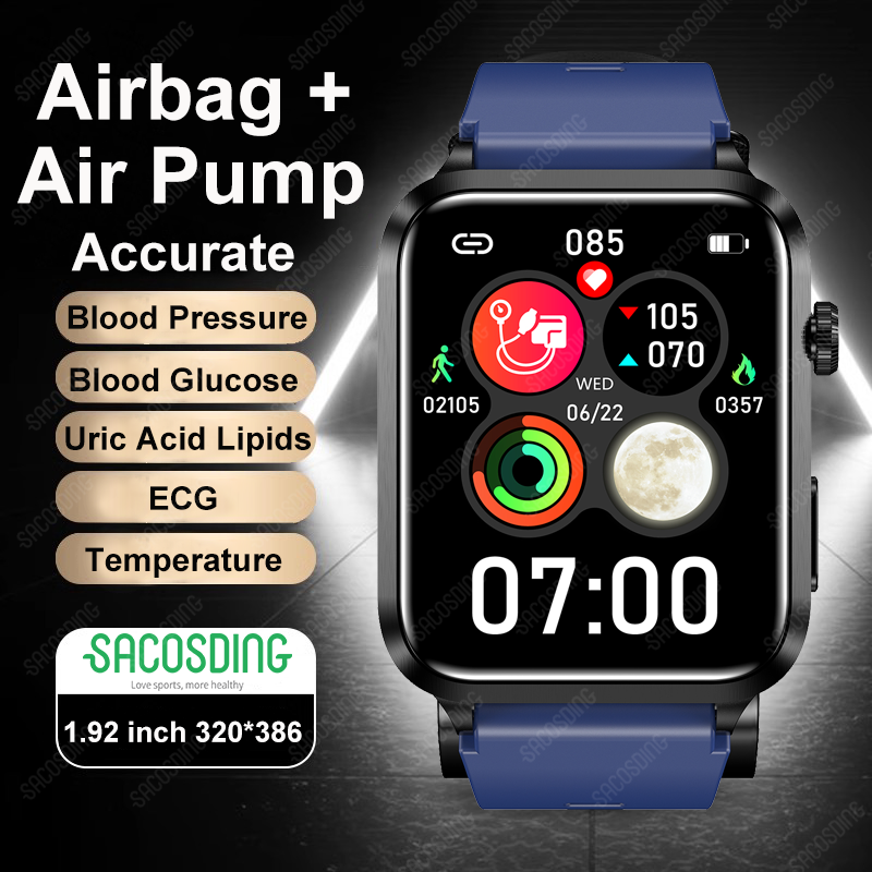 New Precise Non-invasive Blood Sugar Men Smart Watch Air Pump Airbag Bracelet Blood Pressure Smartwatch Men Women Blood Lipids ราคา 15,997 บาท*ส่งฟรี