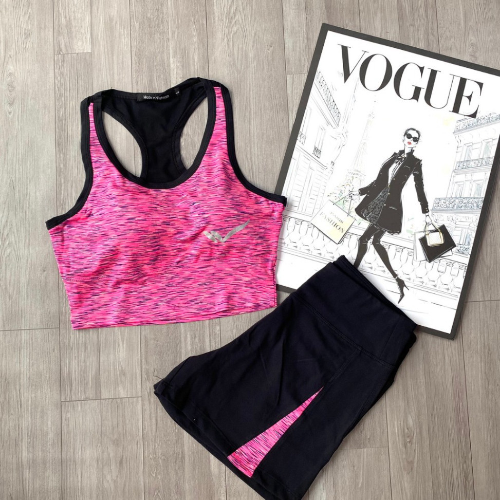 Bộ Đùi Áo BraTập Gym, Phối Lưới, Phù Hợp Tập Gym, Yoga, Co Giãn Tốt, Thấm Hút Mồ Hôi, Đường May Chắc Chắn Giang Sports