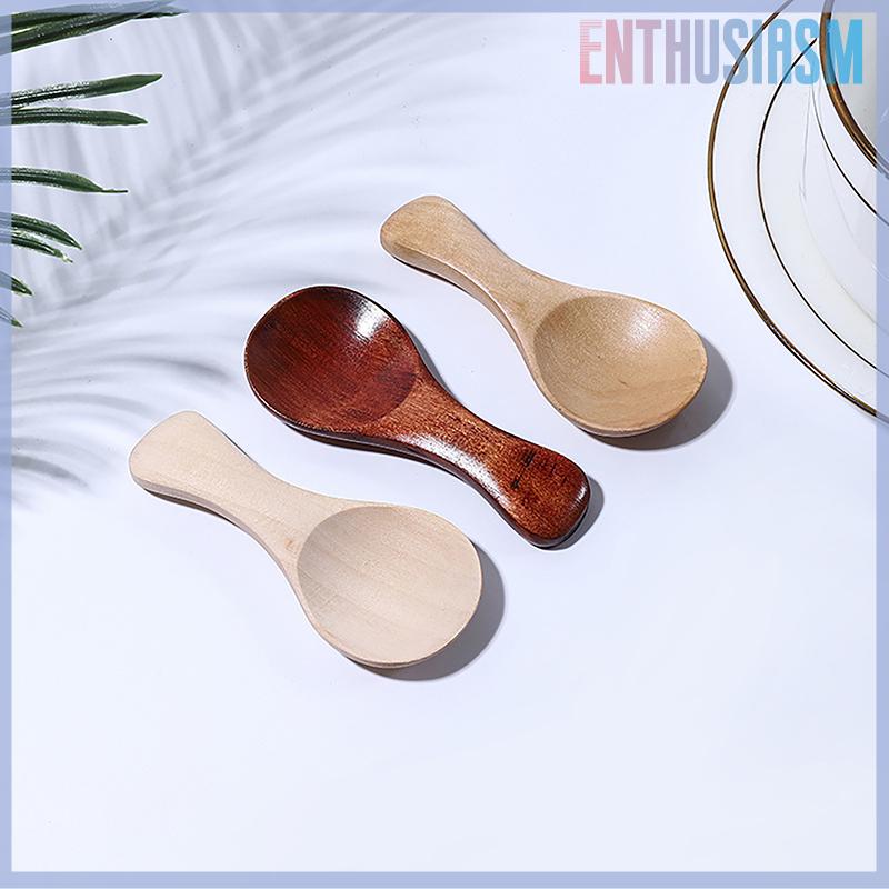 【Enthusiasm】🌟🌟【Hot Sale】🎈 1PC Short Handle Small Wooden Spoons Tea Honey Coffee Kitchen Spice Condiment Salt Sugar Durable Mini Baby Spoon Accessories