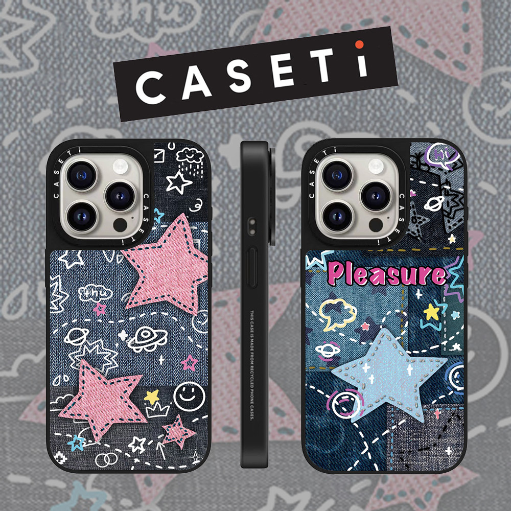 CASETI Graffiti Cowboy pattern pentagram mirror face Phone Case For iPhone 16 Pro Max 15 Plus 14 ProMax 13 12Pro 11 Shockproof Phone soft border hard protective case
