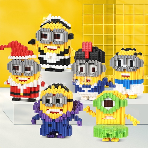 Little Yellow Man Khối Xây Dựng Hạt Nhỏ Khối Xây Dựng Đồ Trang Trí Kềm Giáo Dục Trẻ Em goya157