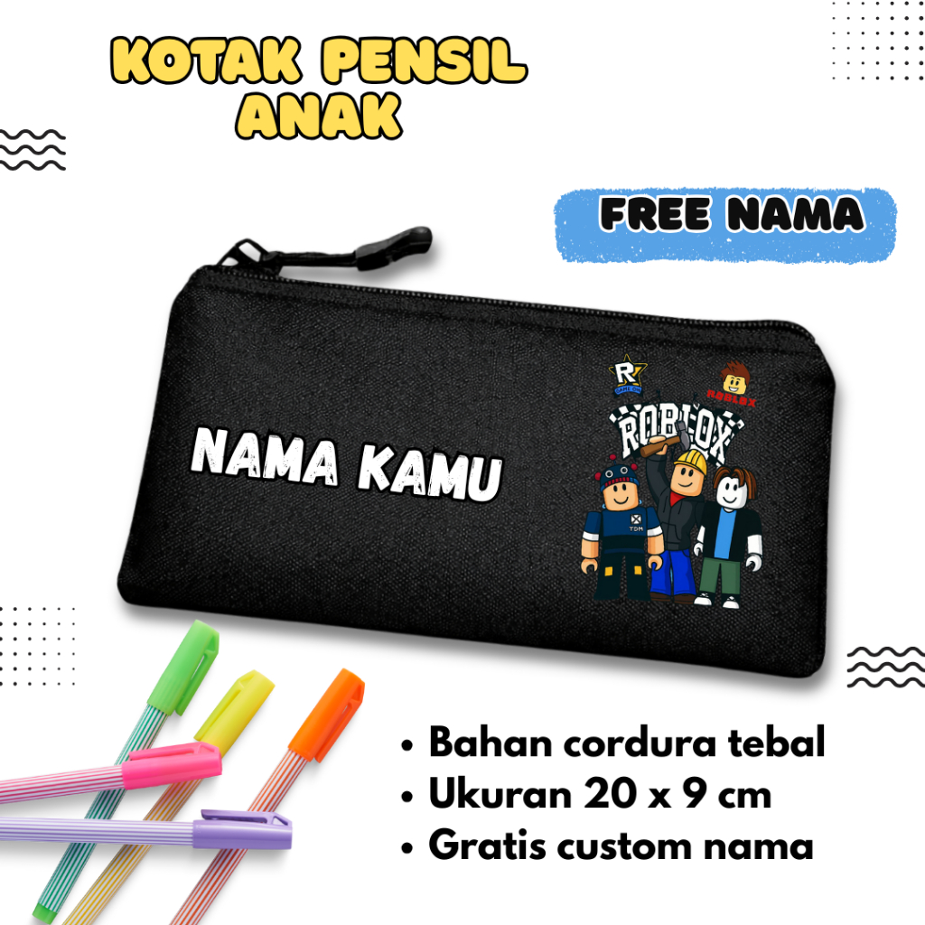 Tempat Pensil Anak Motif Roblox Terbaru Gratis Custom Nama