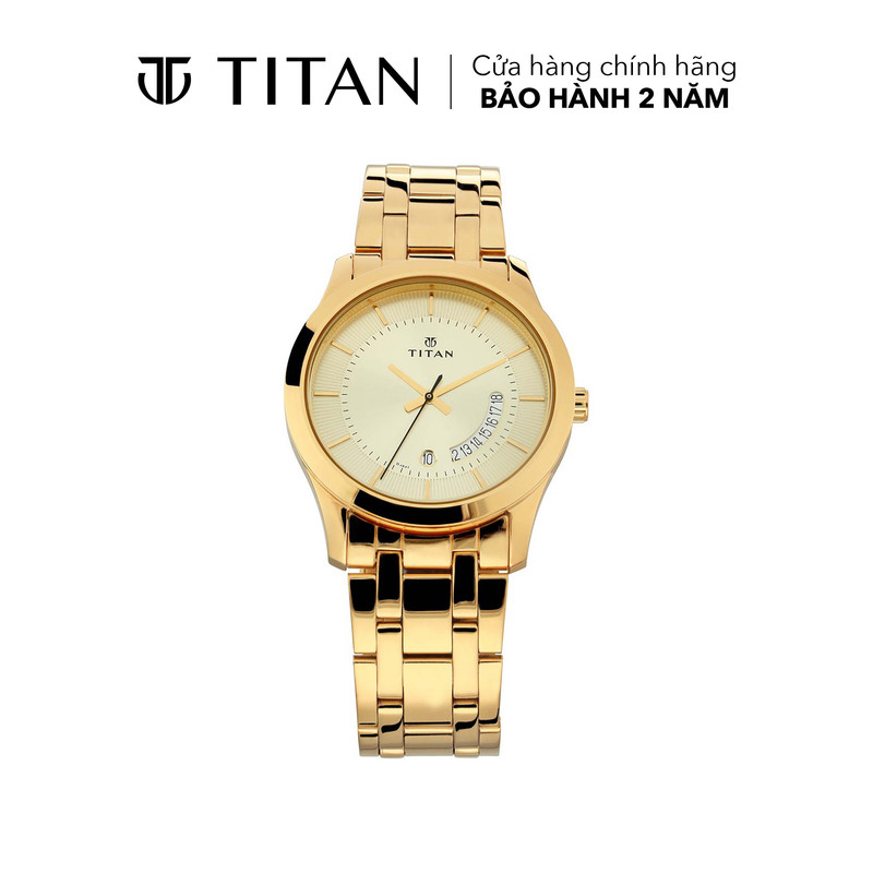 Đồng hồ nam TITAN Gents Karishma Mainline dây thép không gỉ, mặt 40MM, dây màu vàng, 1823YM01