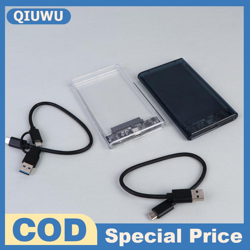 QIUWU USB Type C 2.5นิ้วเคสเก็บข้อมูลภายนอก SATA TO USB 5Gbps HDD SSD เคสฮาร์ดไดรฟ์โปร่งใสสำหรับพีซีแล็ปท็อป ราคา 114 บาท*ส่งฟรี