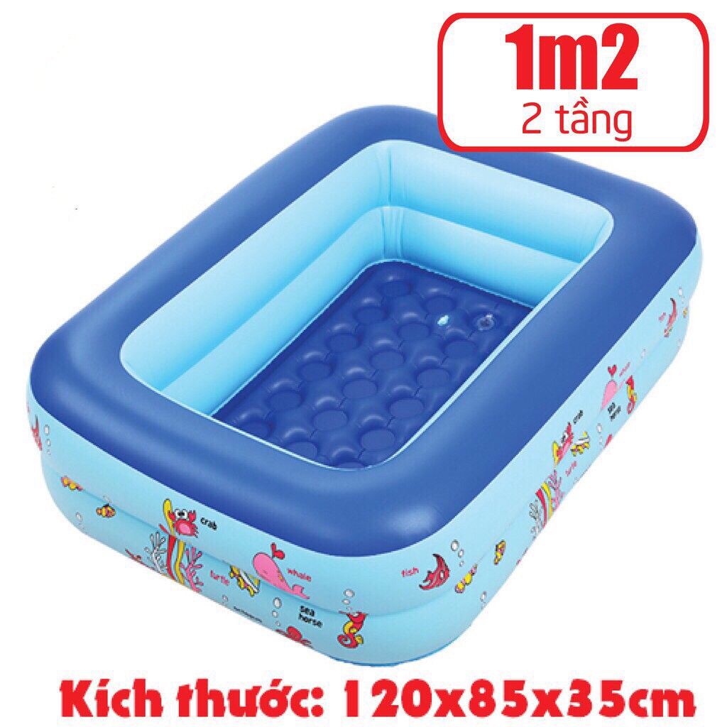   CB 3MÓN  Bể bơi 2 tầng 1m2 cho bé phao chống trượt mini nhỏ cho trẻ em bơm hơi hồ bơi cho bé ngoài trời gấp gọn di động 