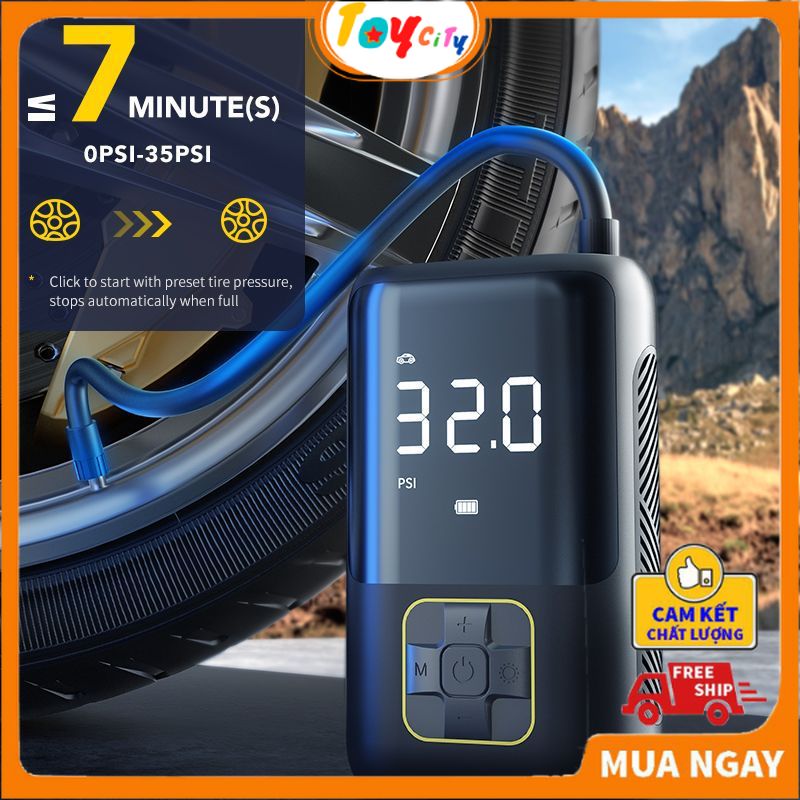 Bơm ô tô chuyên dụng, bơm điện cầm tay atj-8566 đa năng cổng type-c - bơm lốp ô tô, bơm xe máy, bơm bóng tiện dụng - toycity