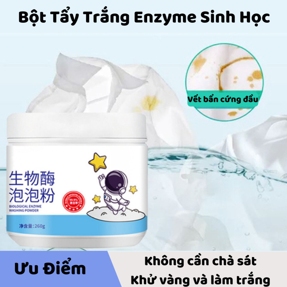  Bột Tẩy Trắng quần áo Enzyme Sinh Học thuốc tẩy trắng quần áo làm sạch quần áo khử ố vàng khử mốc 260g Smart - TQA02 