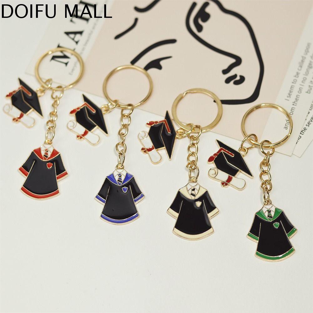 DOIFU Mũ cử nhân Móc khóa quần áo tốt nghiệp Charm túi Hợp kim kẽm dây chuyền mũ Tiến sĩ Móc chìa khóa Thủ công Móc chìa khóa mùa tốt nghiệp Nữ quý cô bé gái