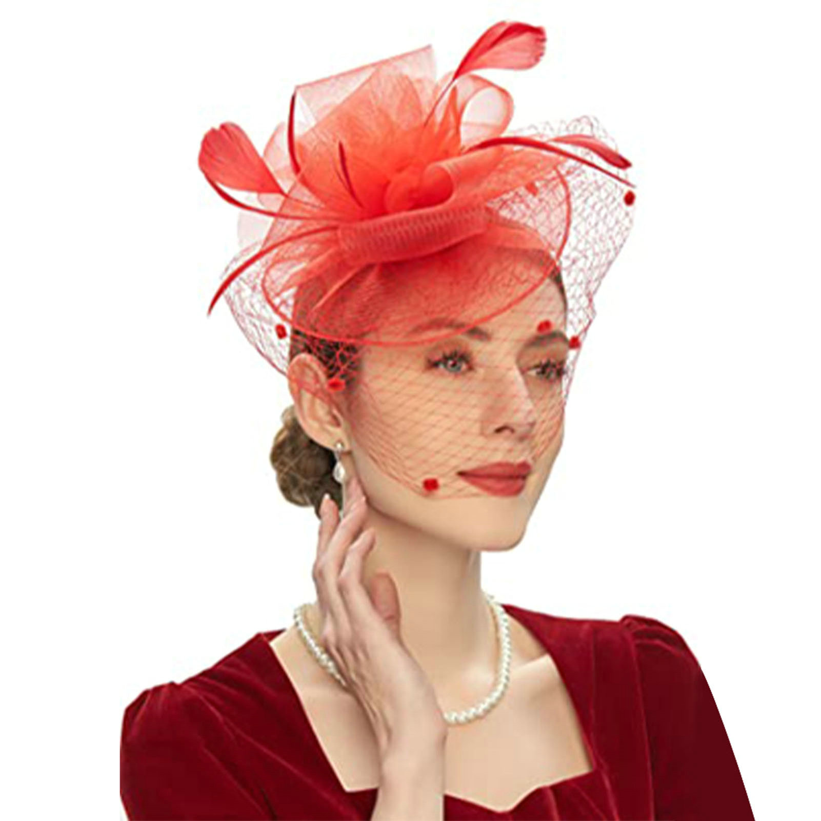 Fascinator hat lưới dọc hoa lớn Veil retro thanh lịch công cụ chụp ảnh Phụ kiện tóc phụ nữ cưới Cocktail tiệc trà Mũ cô dâu trang phục dự tiệc