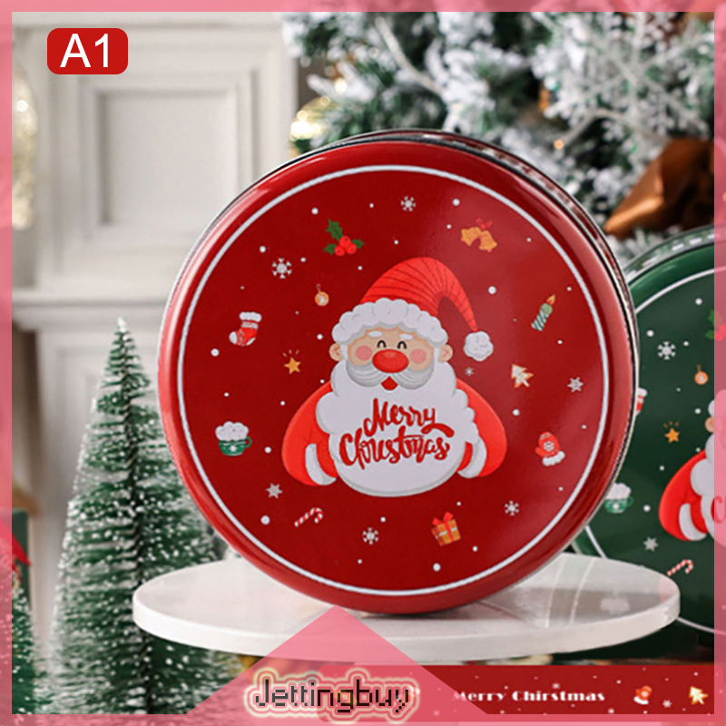 Jettingbuy Flash Sale Santa Claus Candy Tins Decorative Round Tinplate
