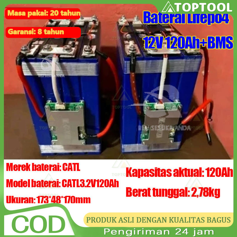CATL 12V Lifepo4 Baterai 120AH UPS BMS【CATL/BYD】Lifepo4 Baterai 120AH 9000 Cycle Solar Lithium Ion Rechargeable Baterai Pack For RV Electric Car Boats Golf Carts Cells Energy storage Baterai Harga 375,000 rupiah*Gratis Ongkir