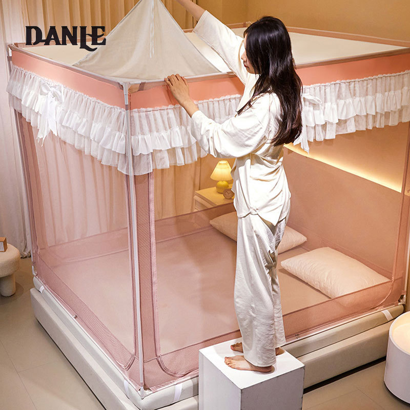Bed-mounted baby anti-fall mosquito net with full-bottom encryption and thickened zipper three-door removable and washable children's anti-fall mosquito net ราคา 1,459 บาท*ส่งฟรี