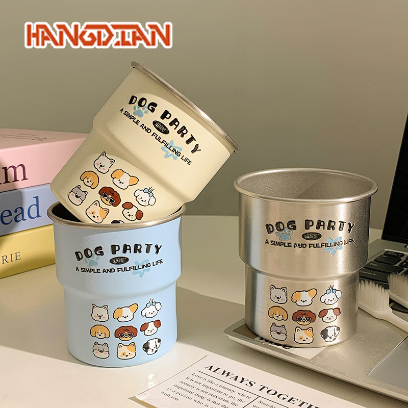 HANGDIAN Cute Cartoon Animal Toothbrush Cup for Couples, Stylish Stainless Steel Sink Cup ราคา 68 บาท*ส่งฟรี