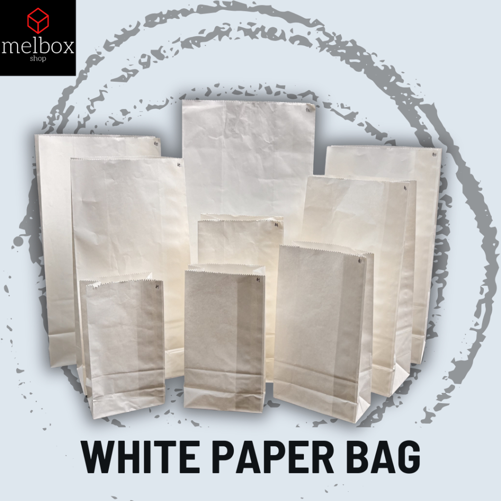 [50 pcs] White Paper Supot Take Out Bag Disposable Supot - Size 1 2 4 6 8 10 12 16