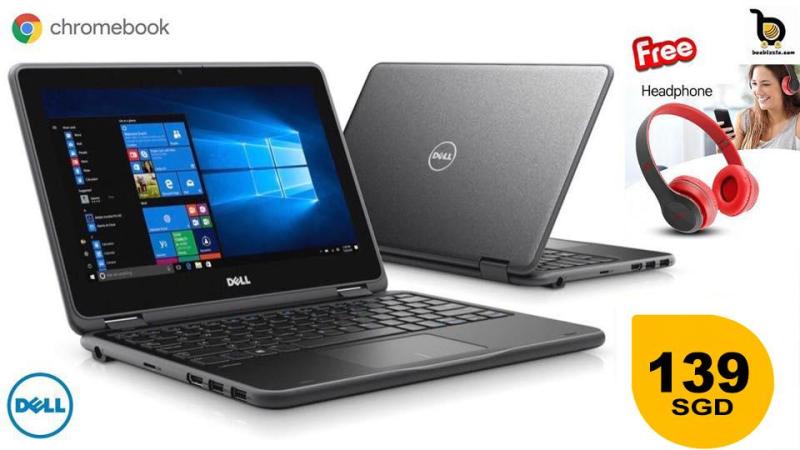 Dell Chromebook 11, Intel Celeron Processor, 4GB RAM, 16GB SSD, 11 INCH HDMI Port, Web Camera, OS Google Chrome, Black PLUS MULTIMEDIA HEADSET AND MORE.....