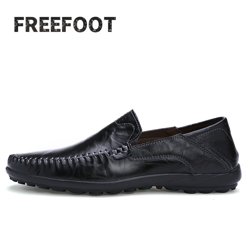 Freefoot 2024 nam mới của giày da cho doanh nhân đơn giản thời trang tất cả các Phù hợp với giày da của giày nam thoáng khí mang lại sự thoải mái thuận tiện 1 Slip-on Giày dáng thuyền