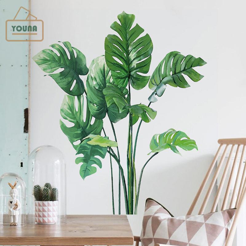 YOUNA Lớn cây nhiệt đới màu xanh lá cây dán tường trang trí phòng nhà Palm decal